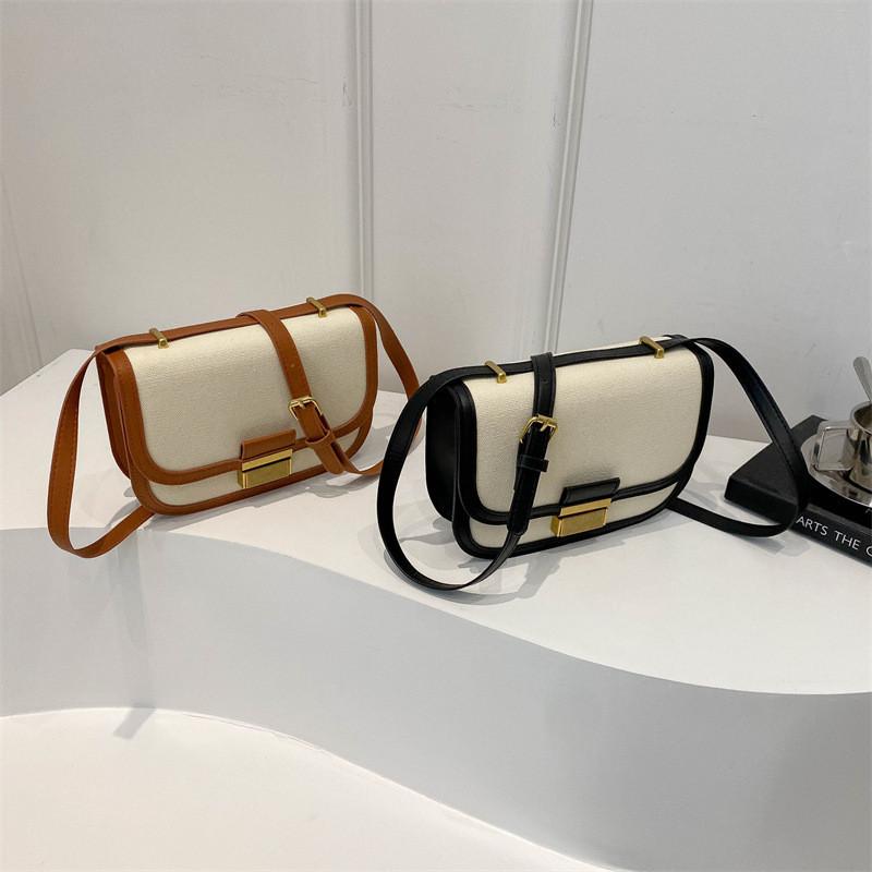 Trendy Korean Crossbody Women's Bag 2024 Fashionable Retro Color Block Design