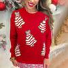 Women S Loose Fit Round Neck Pullover Hoodie With Christmas Tree Sequins Pattern