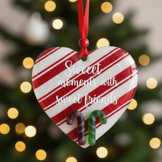 Friendship Christmas Ornaments Handmade Heart/Bell/Tree Shaped Sea Glass Ornament for Christmas Tree Friendship Keepsake for Best Friends