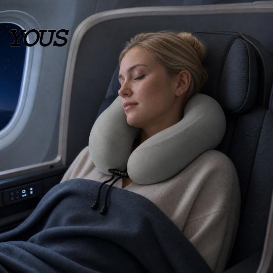 Durable Travel Neck Cushion U Shaped Pillow, Memory Foam Cooling Support Portable Headrest with Removable Washable Cover for Office Planes Trains