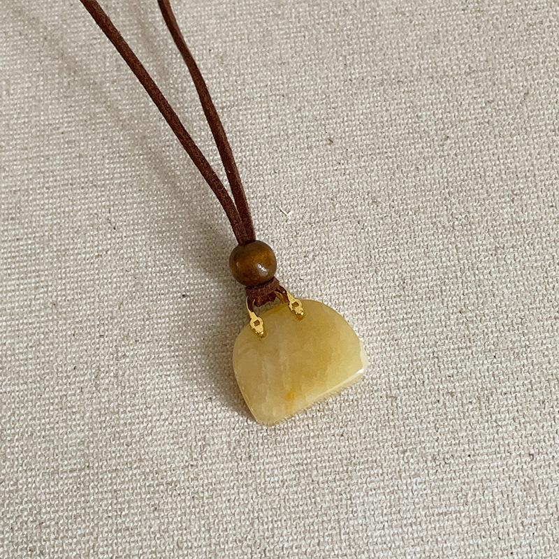 Design Sense Tiger'S Eye Stone Natural Stone Bag Pendant Necklace Women'S Autumn And Winter Fashion Versatile Neck Chain Sweater Chain