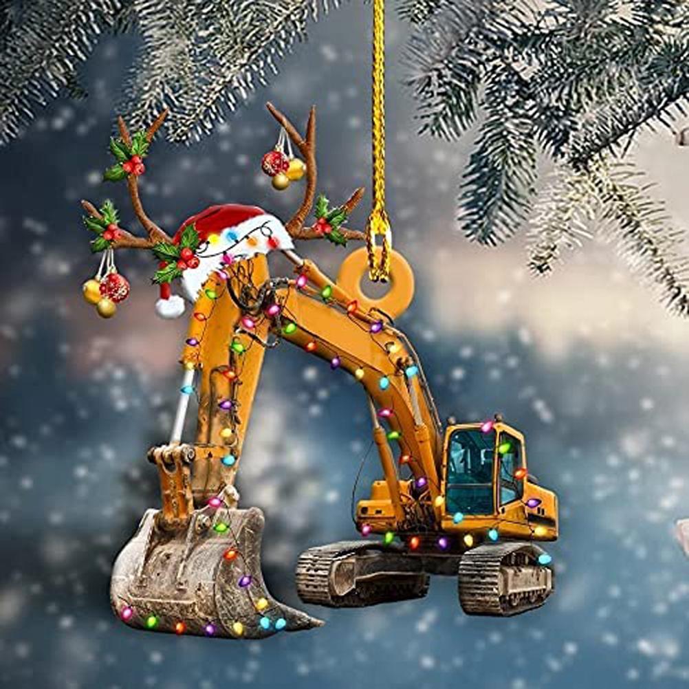 Christmas Tree Pendant Hanging Decoration Gift Personalized Fire Truck Vehicle Truck Boat Excavator