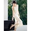 Elegant Asymmetrical Pleated Split Hem Midi Dress