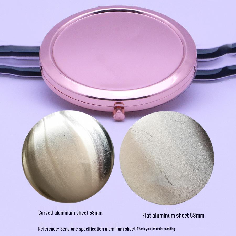 Round Metal Base Double-Sided Folding Makeup Mirror - Portable HD Handheld Dorm Mirror