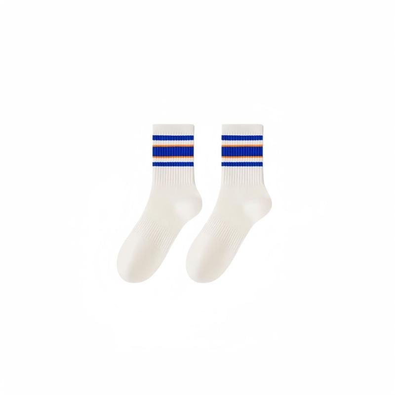 Mid-calf Pure Cotton Anti-odor Spring and Summer Socks for Junior High School Students, Long Calf Sports Running Yoga Socks with Shark Pants