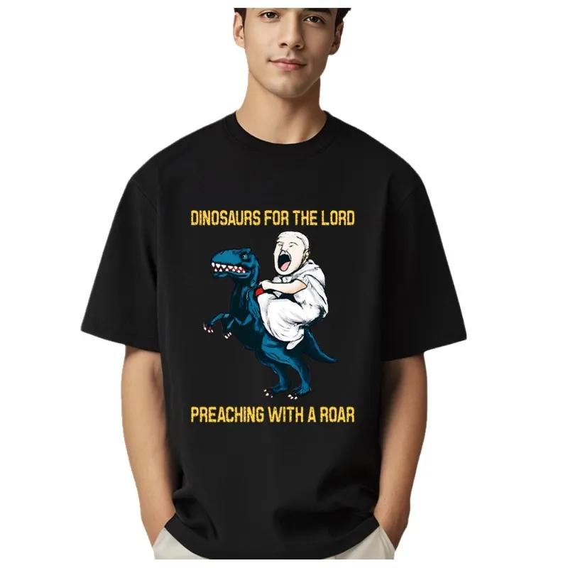 

Футболка с рисунком верхом на динозавре, мужская модная футболка с принтом, короткий рукав, женская футболка, топ, люксовый бренд, хлопковая футболка, одежда XXXXXL чёрный
