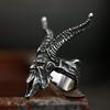 BEIER 2024 Neuer Einzigartiger Design Edelstahl Totenkopf Satan Widderhörner Ring Dämon Schwer Hohe Qualität Gothic Punk Schmuck Großhandel
