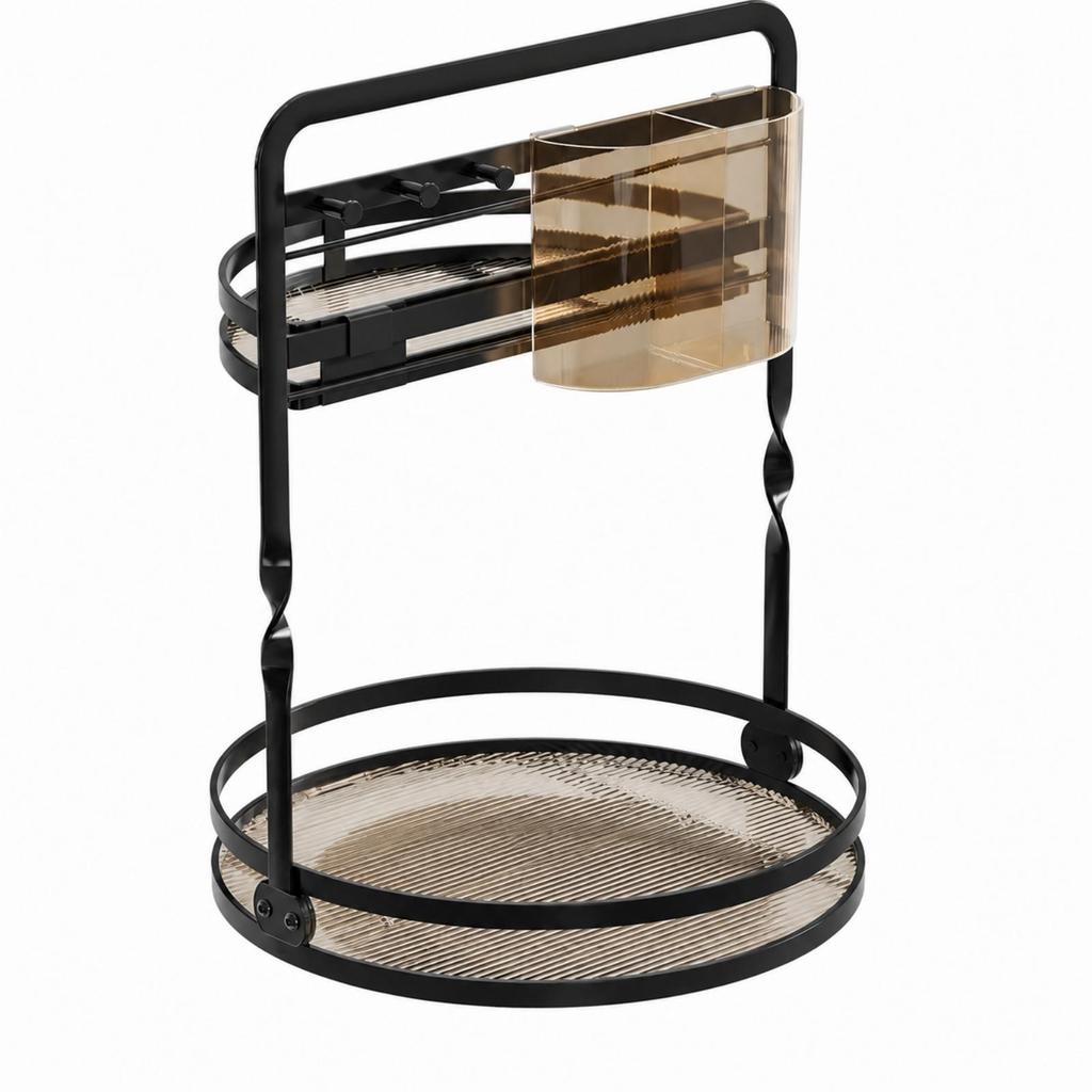 2-Tier Storage Rack Compact Rotating Stand Revolving for Vanity, Kitchen