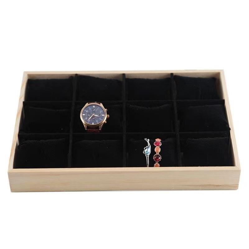 Practical Sturdy Wood Watch Tray Organizers With 12 Adjustable Slots Removable Cushions and Clear Display Lid Designs