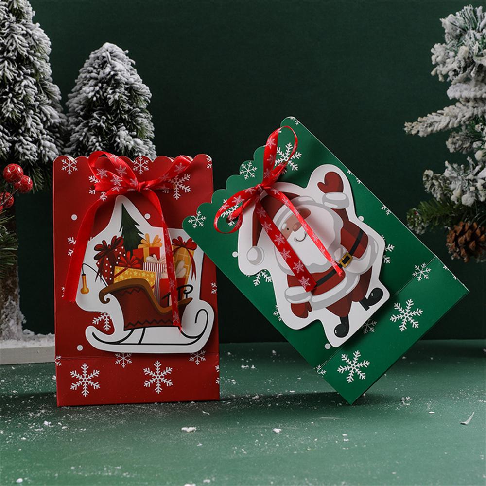 Creative Bow Snowflake Gift Bag Small Size Lovely Christmas Gift Bag Christmas Gift Bag Ribbon Handle For Festive Decorations