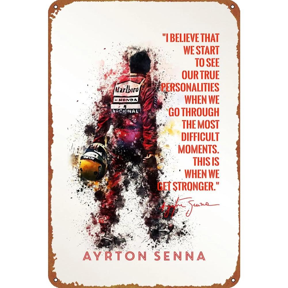 

etro Ayrton Senna Poster Tin Sign - 8x12 Inch Halloween Metal Wall Art for Man Cave Bar Club Home 20x30cm