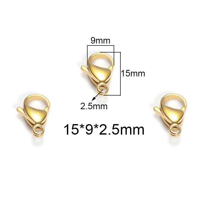 Semitree 25Pcs Stainless Steel Gold Black Lobster Clasps Jewelry Findings DIY Necklace Bracelet Making Accessories 9/10/12/15MM