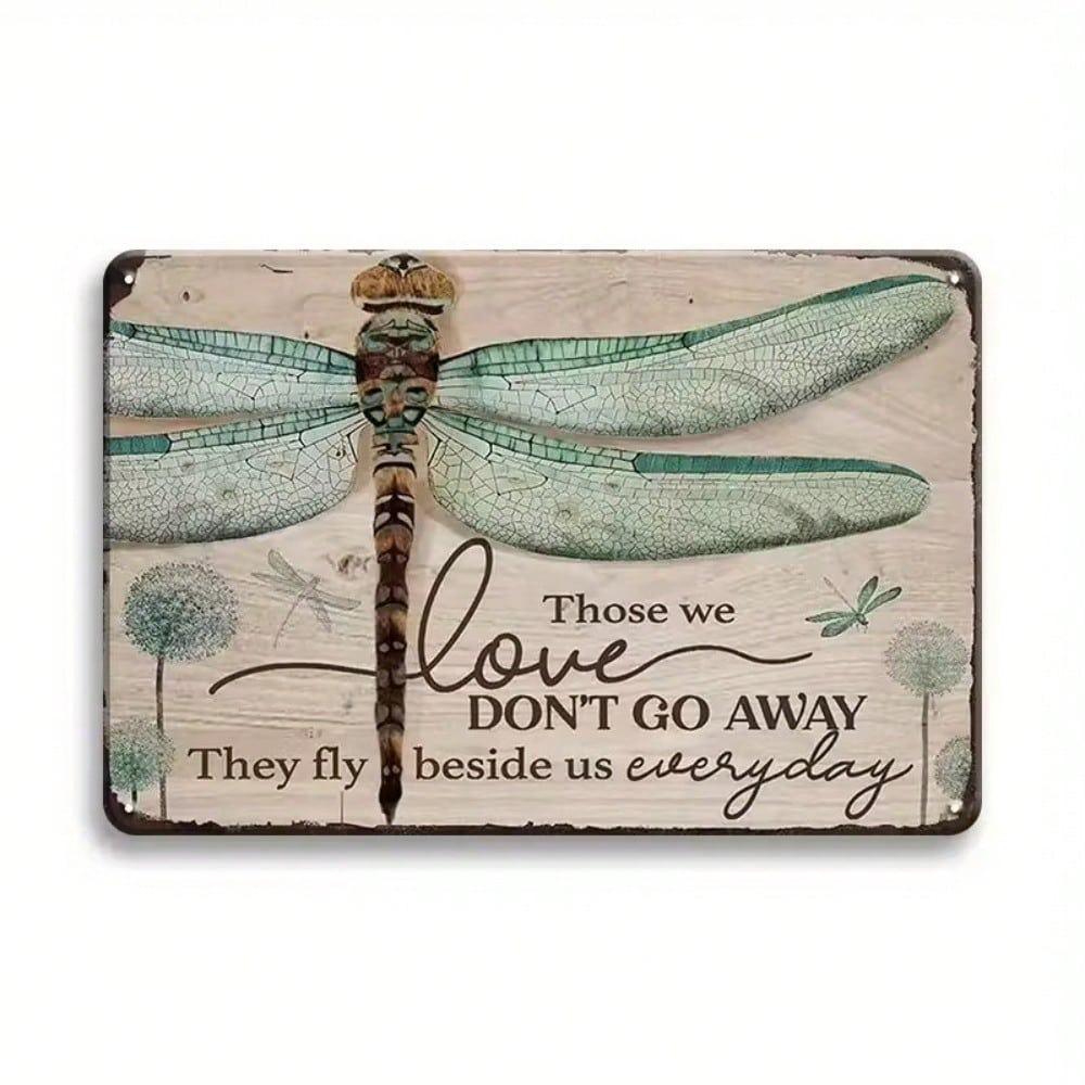 Memorial Sympathy Gift Dragonfly Metal Wall Art Rustic Sign