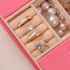PU Travel Jewelry Case Solid Color Jewelry Display Box Simple Zipper Stotage Boxes  Women