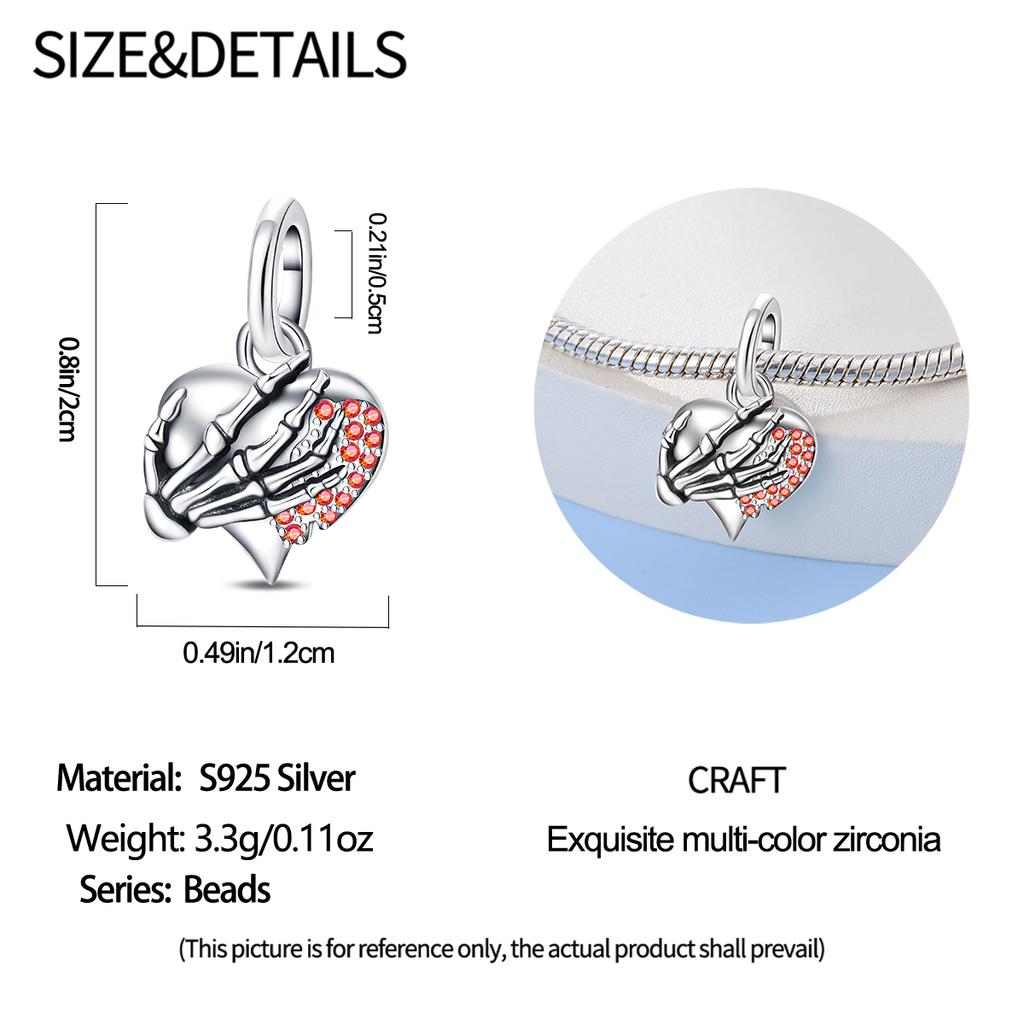 Original Charms Copper Holding Heart Pendant Hand Beads Fit Bracelet Women Jewelry Making Diy Gift