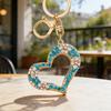 Keychain Pendant 3D Cartoon Heart Design Colorful Rhinestones Inlaid Key Chain with Lobster Clasp Key Ring Bags Accessories