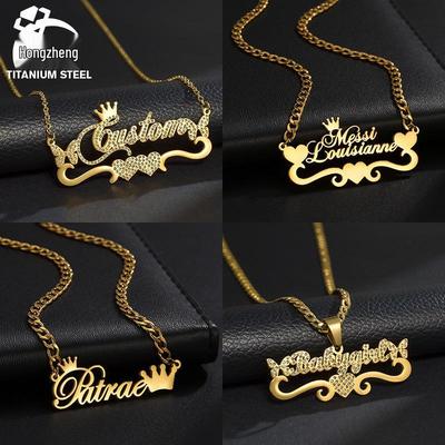 Personalisierte Edelstahl Buchstabenanhänger Halskette mit Zirkon für Weihnachtsgeschenk