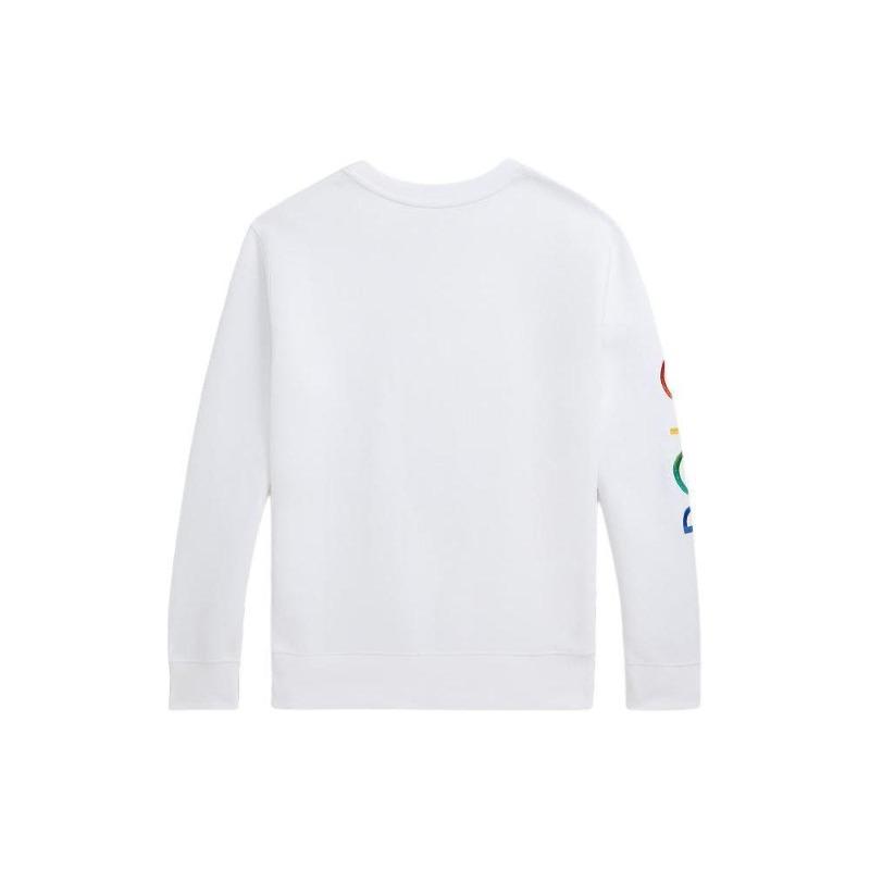 Ralph Lauren SS24 Logo Embroidered Crew Neck Long Sleeve Sweatshirt Kids White CWPOKNIY8021095-100