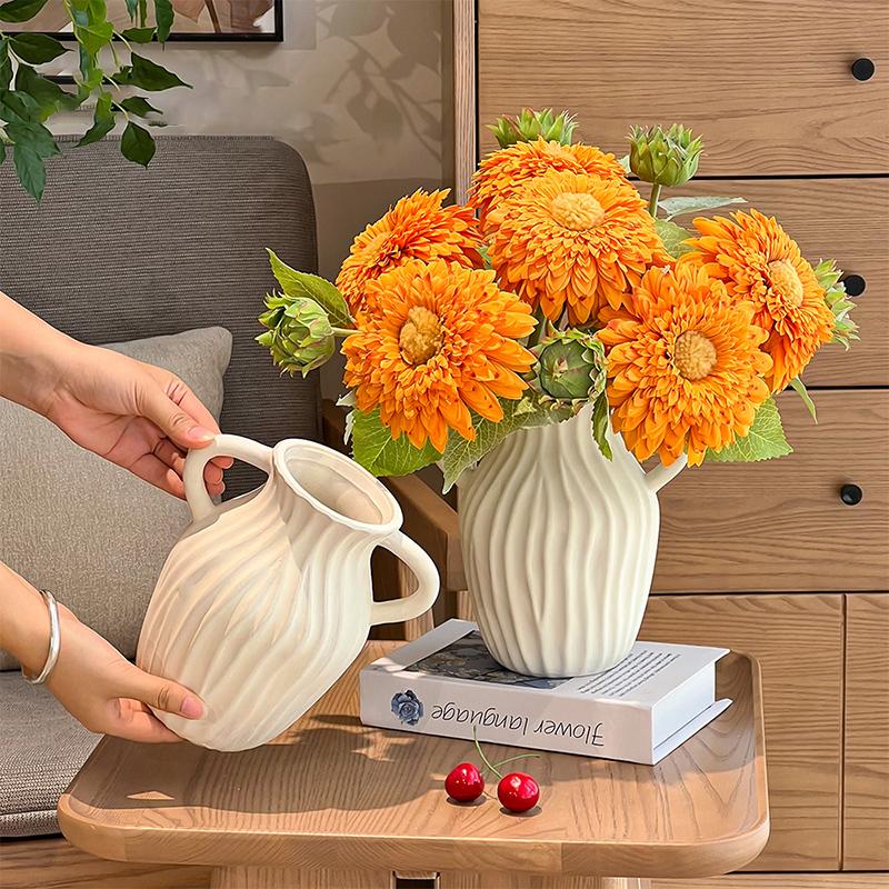 French Style Ceramic Vase White Flower Vase Modern Decorative Vases for Bouquet Farmhouse Living Room Wedding Table Centerpieces