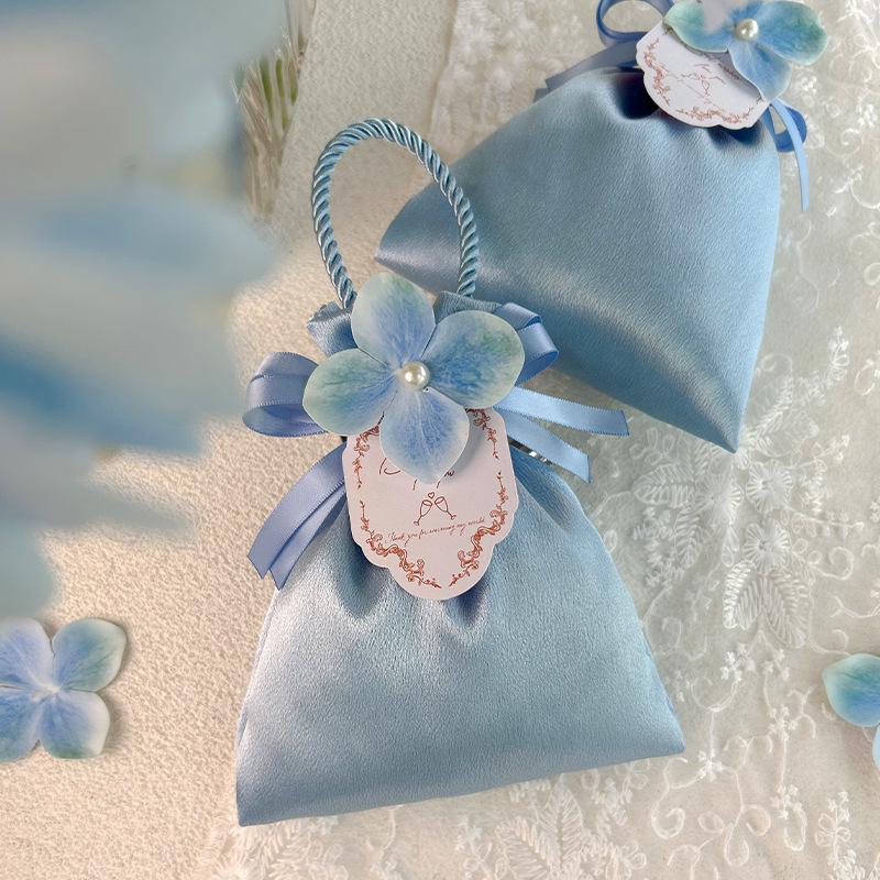 Elegant Satin Wedding Candy Bags and Boxes