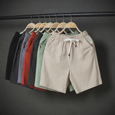 Pantaloncini da uomo estivi casual in lino con elastico in vita - Traspiranti, leggeri, vestibilità ampia, da spiaggia
