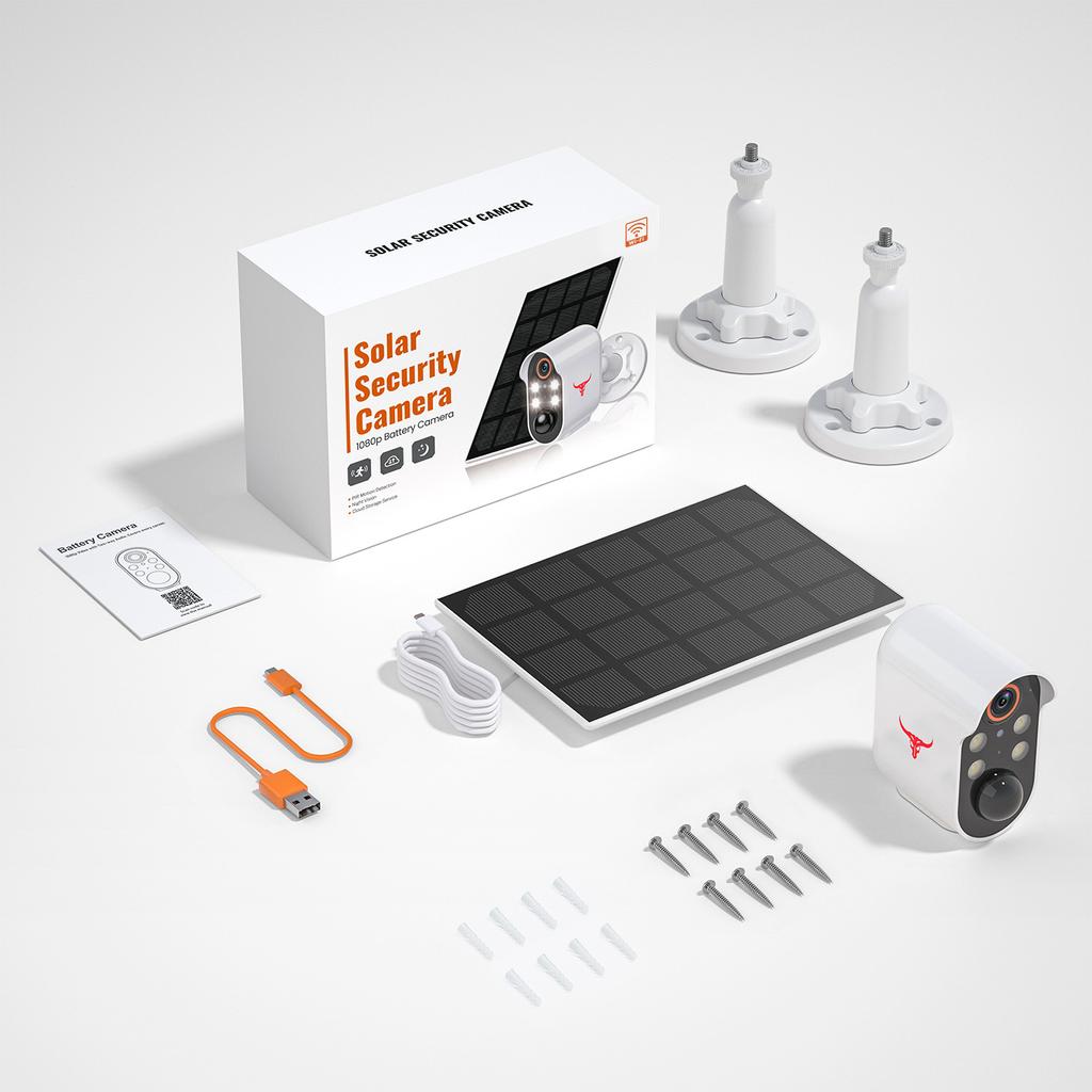 Güneş Enerjili Kamera 1080P Yüksek Çözünürlüklü Akıllı Kamera Çift Yönlü Ses Kızılötesi Gece Görüşü