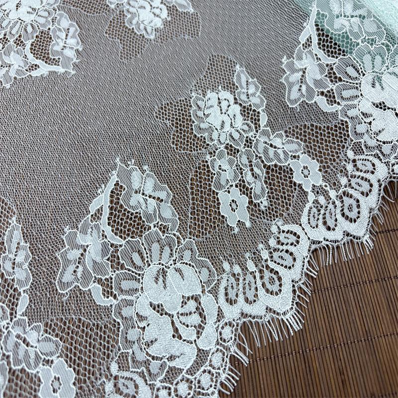 3m X 30.5cm White French Chantilly Lace, Non-stretch Eyelash Lace Fabric for Sewing, Bra, Underwear, Lingerie, Dress, Garment, Crafting