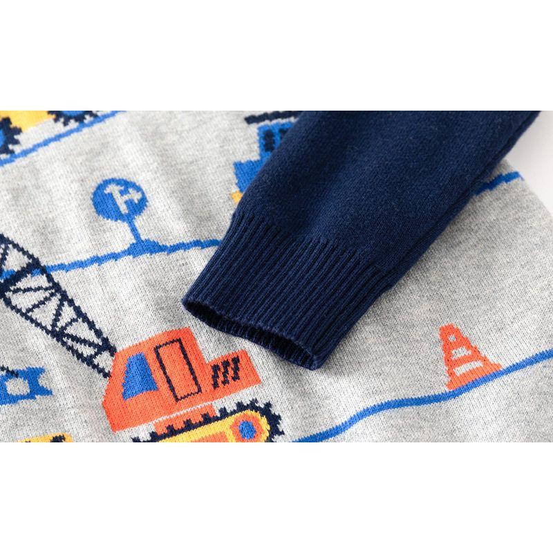 Autumn and Winter Sweater Construction Car Double-Layer Cotton Thread Children's Clothing