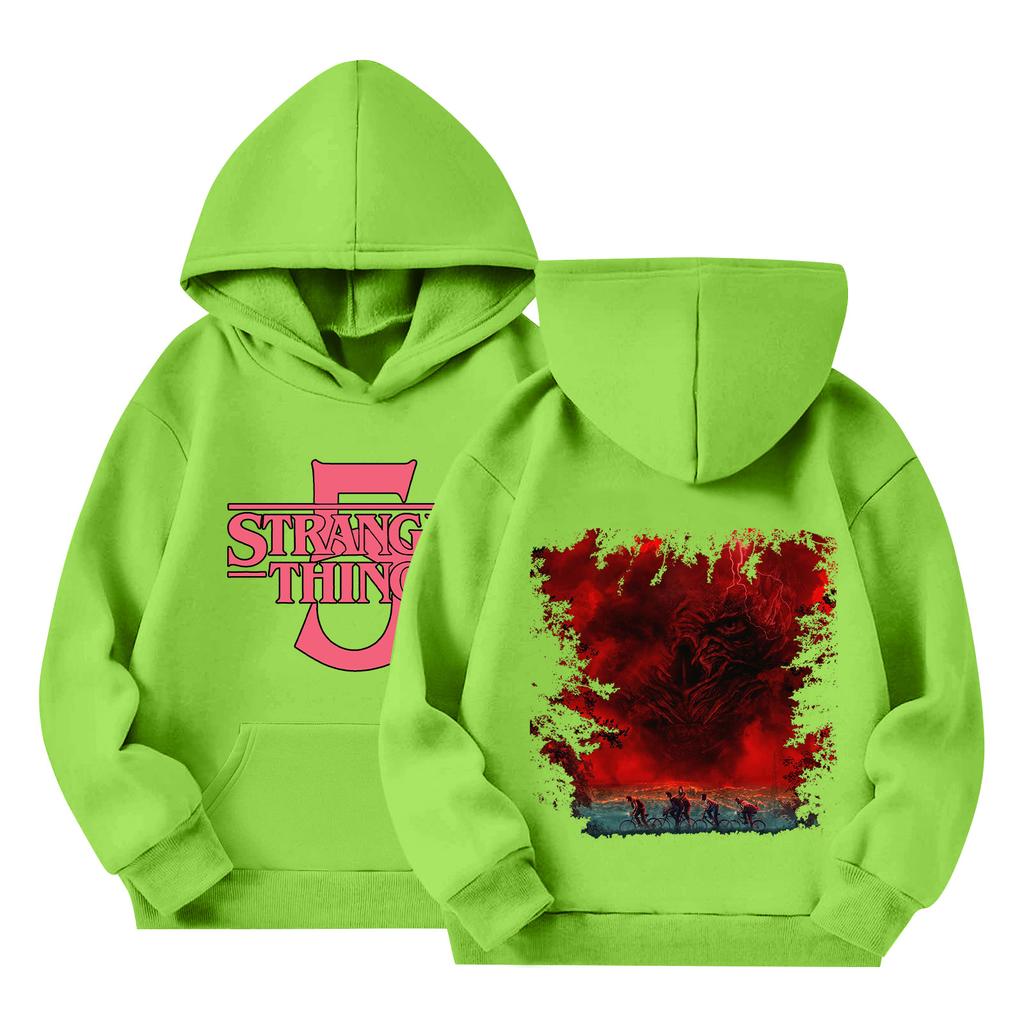 Dětská volná mikina s dlouhým rukávem a kapucí se stahovací šňůrkou a potiskem písmen