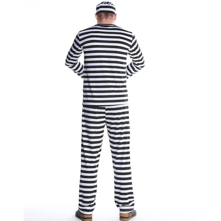 Prisoner Couple Costume Anime Role-Play Striped Pajamas Suit Black White Matching Outfit for Men Women (Halloween Party Cosplay)