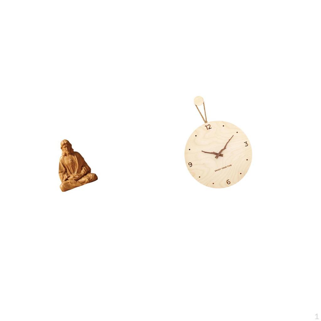 Sacred Heart Jesus Statue And Minimalist Nordic Wall Clock Decorative Collectible Ornament for