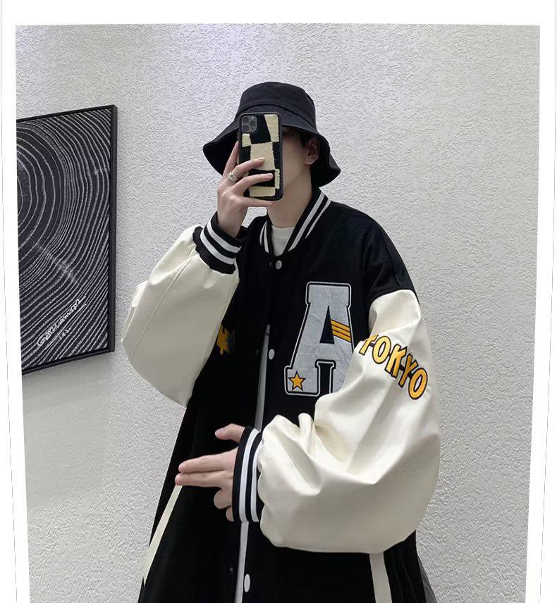 2024 Men's Trendy Patchwork Baseball Jacket: Spring & Autumn Youth Casual