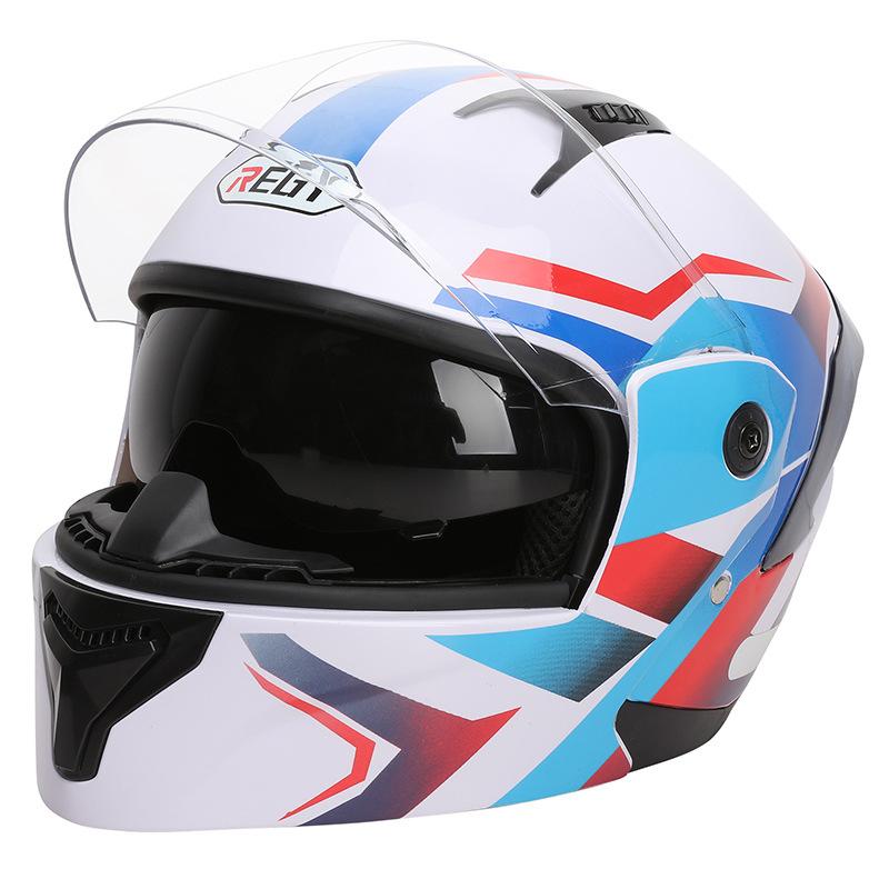 New national standard dual-lens open-face motorcycle helmet, suitable for men and women, all-season use, racing motorcycle winter helmet, warm helmet
