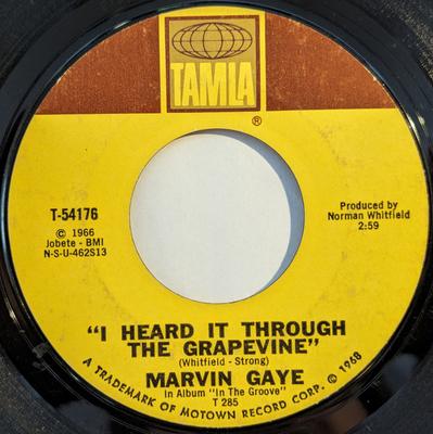 7-Zoll Schallplatte MARVIN GAYE - I Heard It Through The Grapevine T54176 Tamla 1968 US Soul/Funk Gebraucht