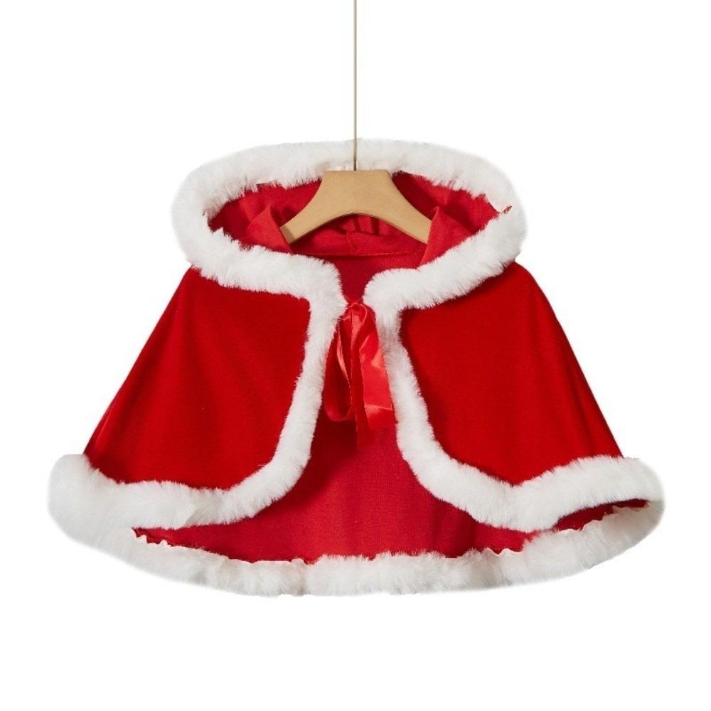 Thick Christmas Hooded Cloak Polyester Xmas Cape Soft Women Ponchos Autumn Winter