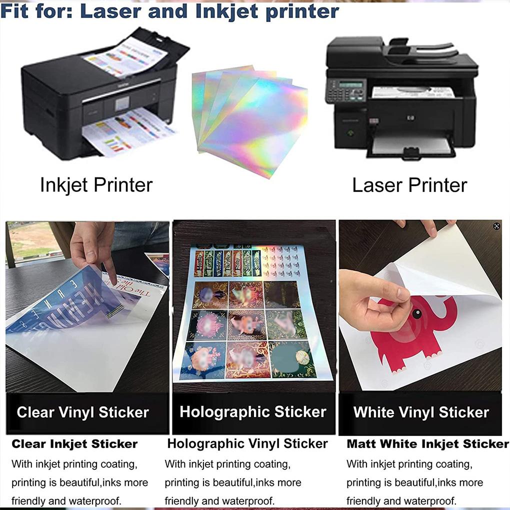20X A4 Size Sheets Waterproof PVC Sticker Adhesive Craft Decal Rainbow Glitter Removable for Home Decoration