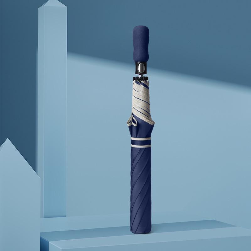 

Зонт для гольфа 2021 года, устойчивый к атмосферным воздействиям, однотонный: Автоматический, двойной, персонализированный логотип для бизнеса Two-fold Golf темно-синий