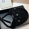 Cross Small Diamond Yarn Knitted Cap Loop Yarn Warm Baotou Ear Protection Cap Elastic Wool Hat Women