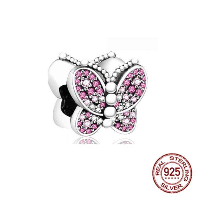 Pink Series Bikini Crown Mom Dumbbell Boxing Glove Dog 925 Sterling Silver Fit Original Fasion Bracelet Charm Bead DIY Jewelry