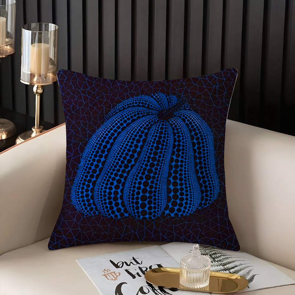Yayoi Kusama Abstract Art Pumpkin Pillow Case Home Dorm Chair Back Short Plush Double-sided Printing Nap Time Cushion Cover