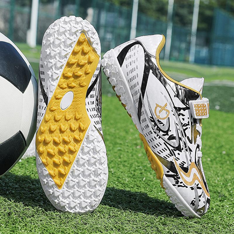 Childrens Soccer Shoes  New Soft Flat Grass Training Anti Slip Cushioning Daily Training Contest Football Shoes for Kids