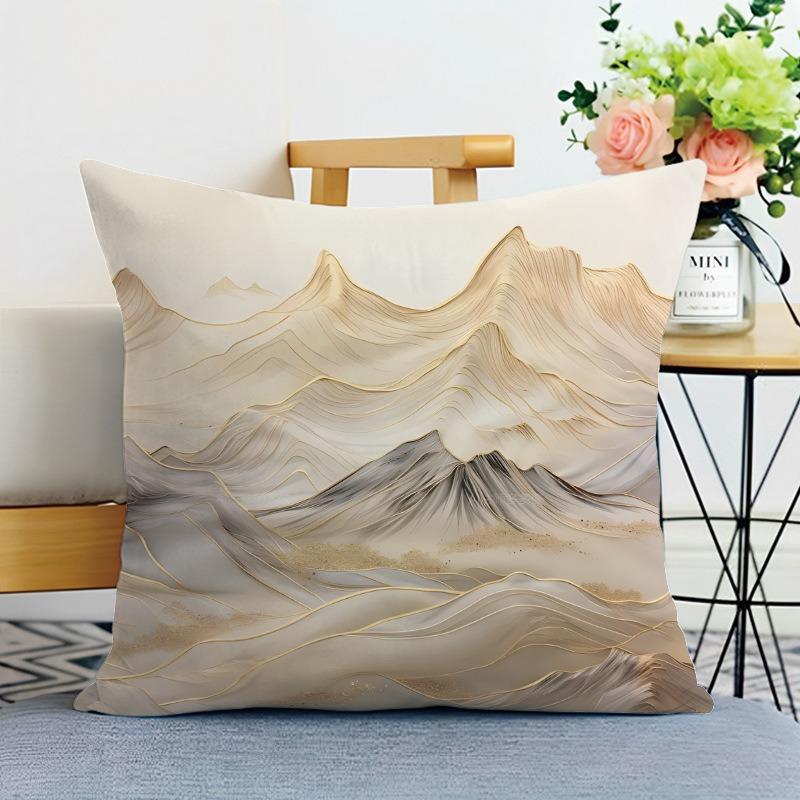 Dekorativer Kissenbezug mit Landschaftsdruck im chinesischen Stil Schlafzimmer Wohnzimmer Quadratischer Kissenbezug