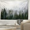White Background Misty Pine Forest Tapestry Wall Hanging Simple Modern Art Landscape Dormitory Living Room Home Decor