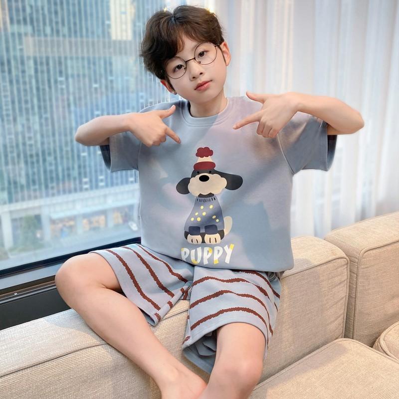 Boys Cotton Short Sleeve Pajama Set Lightweight Sleepwear Kids 8 Years Cartoon Print Home Outfit