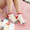Women Cotton Toe Socks Cartoon Cat Fish Design Five Finger Socks Casual No Show Athletic Running Crew Socks