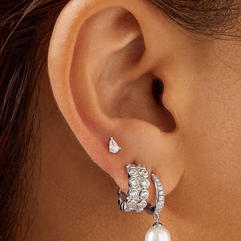 ANIA HAIE White Cubic Zirconia Bezel Set Stud Earrings in 925 Silver E058-04H