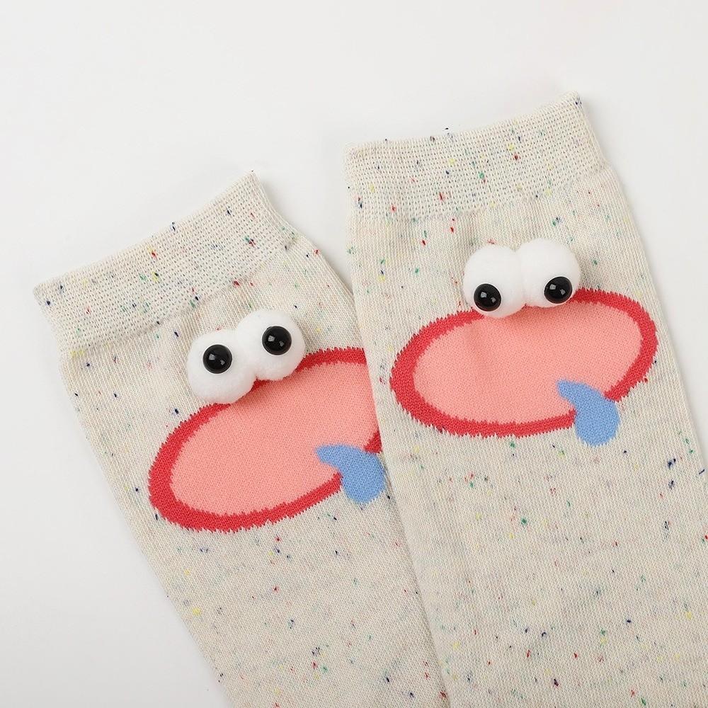 5 Pairs Mid-Calf Funny Expression Socks Soft 3D Eyes Sock Novelty Big Eyes Socks  Girls