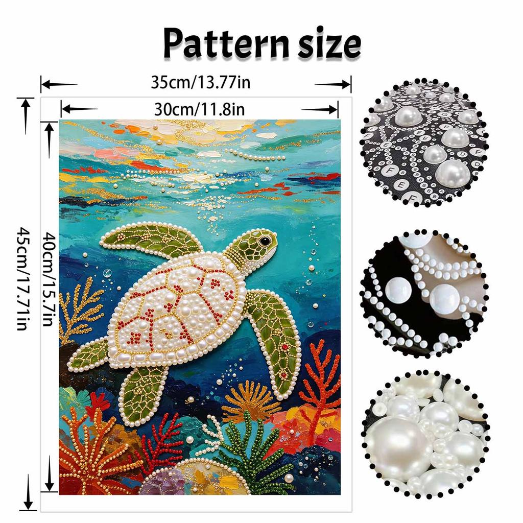 Shiny Pearl Sea Turtle Ocean Life DIY Painting Creative Bead Art Craft Household Wall Decoration Nice Present For Art Hobbyists Family Decor