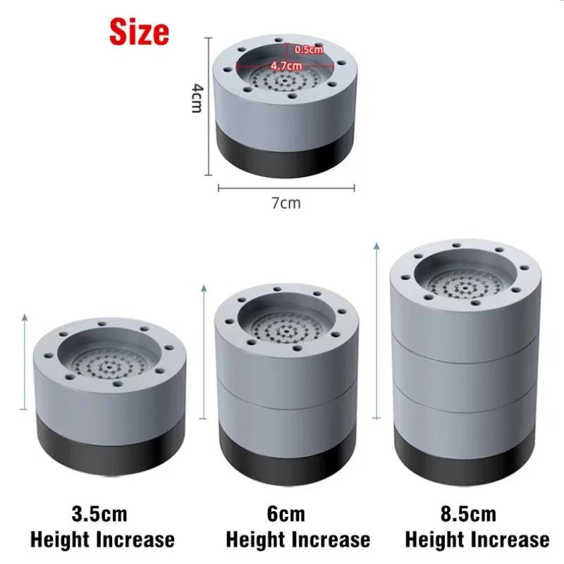 4 Stück Anti-Vibrations-Füße Gummifüße Rutschfest Leise Kratzfest Erhöhung Matte für Waschmaschine Stützdämpfer Stand Zubehör