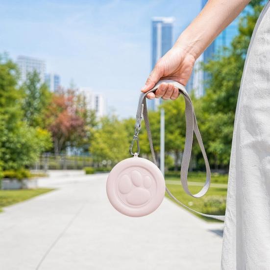 Dog Treat Pouch, Dog Bowl with Metal Carabiner, Puppy Treat Holder, Pet Food Container with Lid for Travel Walking Training Trips